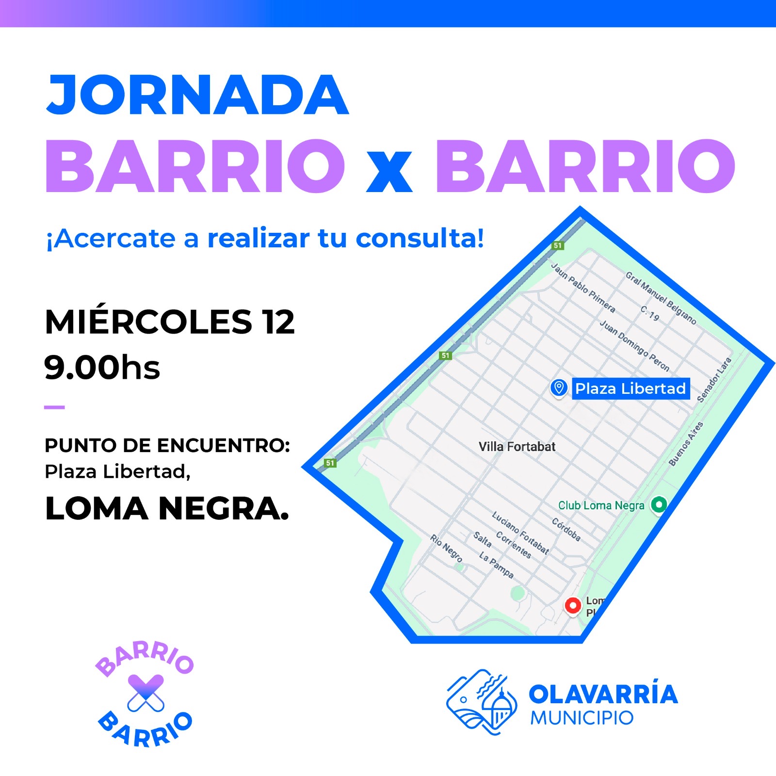 El Programa Municipal Barrio por Barrio llegará a Loma Negra